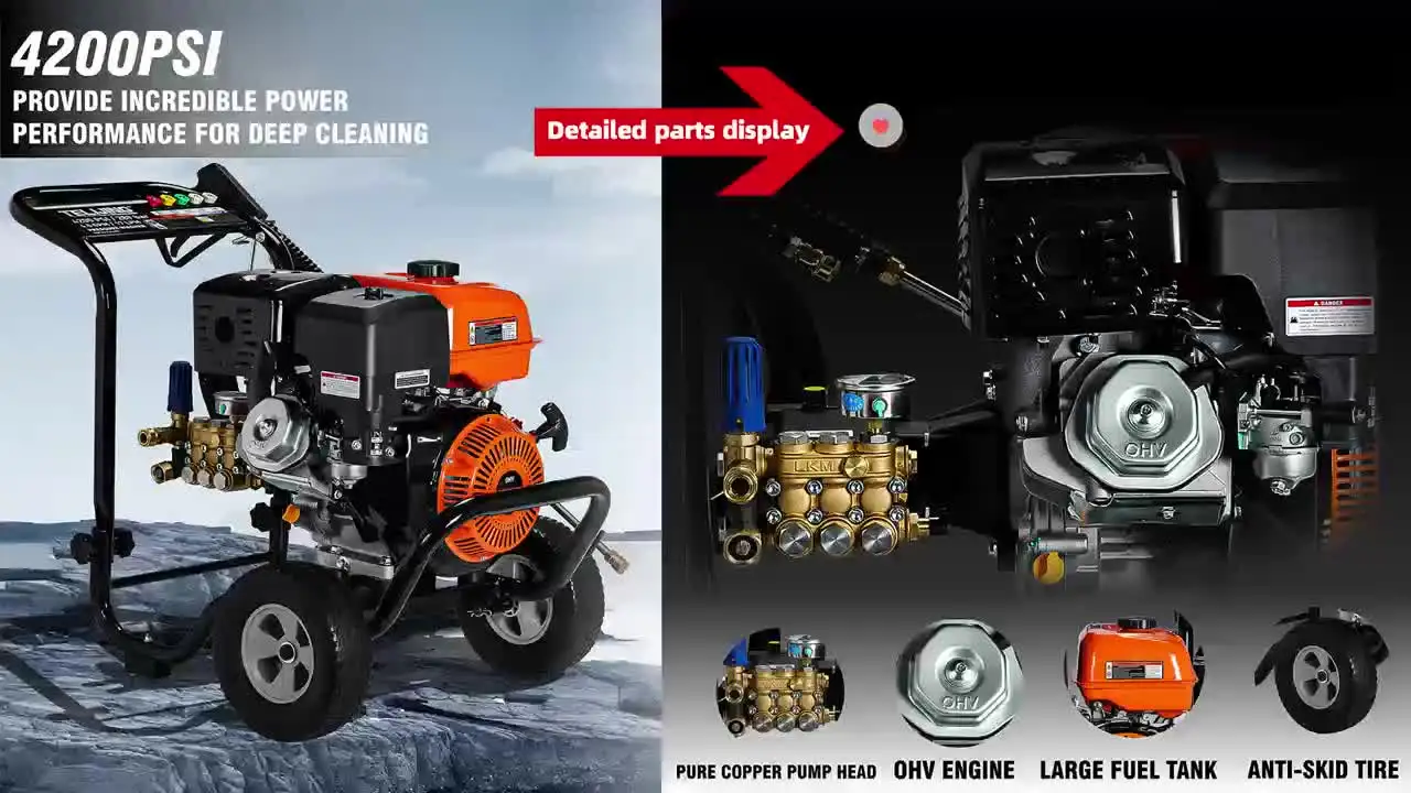 Pompa Per Idropulitrice 3800-4500 Psi 13CV - Modello POWER EQUIPMENT PE 4G40, Avviamento A Benzina