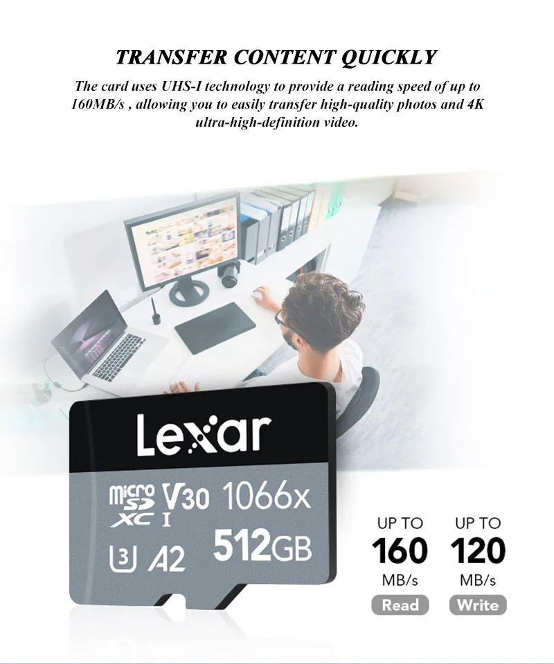 Original Lexar Professional Micro Sd Card 1066x 64gb 128gb 256gb Memory  Card V30 A2 Class10 Sdxc Max 160mb/s For Phone Camera - Buy Lexar 1066x  High Speed A2 Memory Card,Lexar Professional Micro