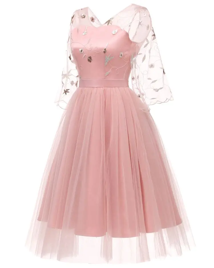 2019 ODM Apparel Half Sleeve V-Neck Applique A-Line Prom Dress Mother Of The Bride Suits