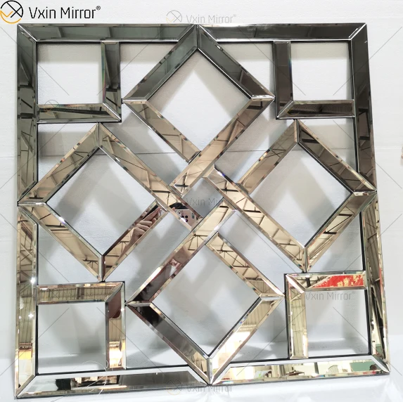 Square Mirrored Wall Decorative Mirror With Beveled Edge Modern