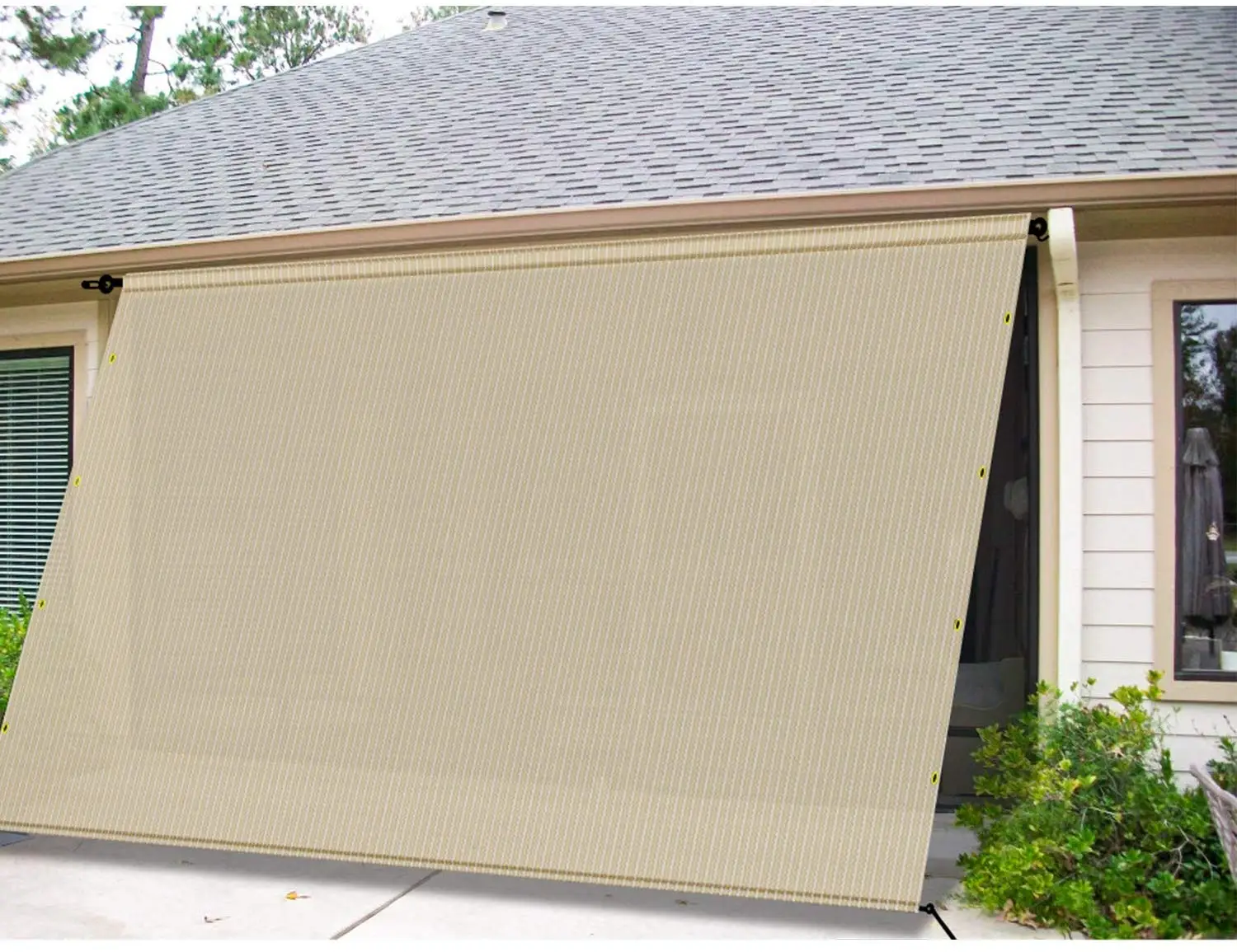 定制szie pergola 门廊露台甲板遮阳布遮阳面板 95% uv 块与索环加重