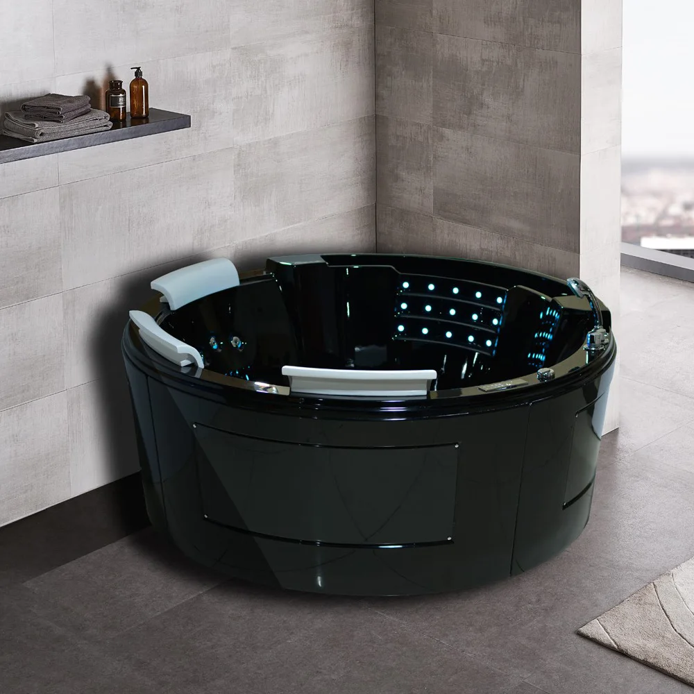 浴室luxory 3 人黑色圆丙烯酸按摩 rohs 独立式 jaccuz 浴缸