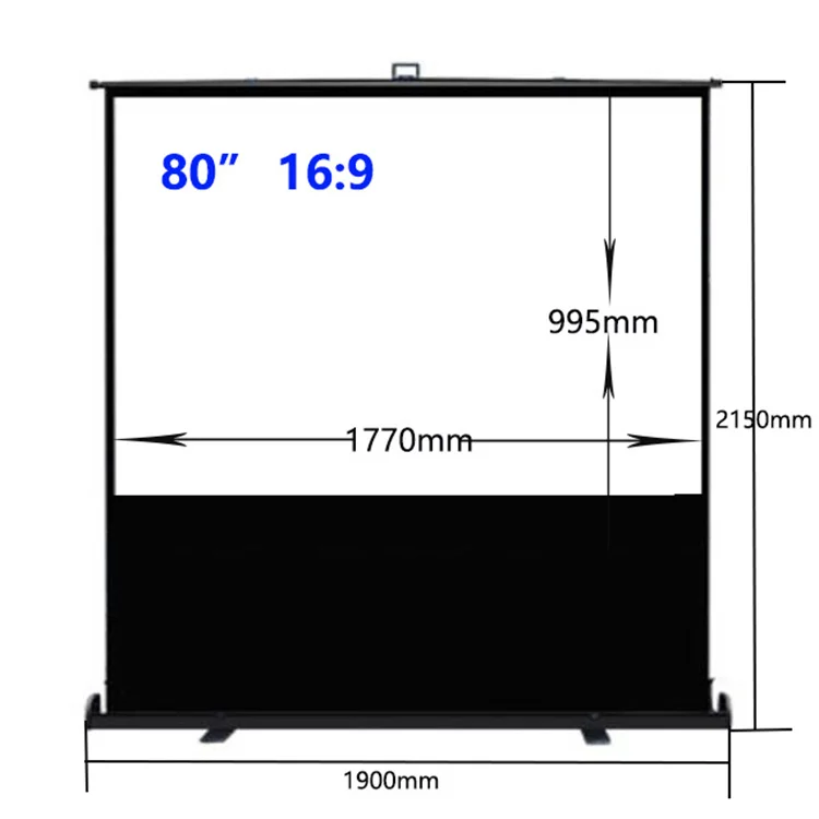 80 Inch 4:3 Matte White Portable Floor Up Projection Screen Floor Rasing Projector Screen