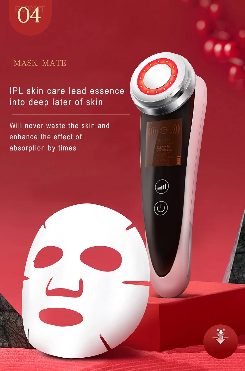 Facial Pores Deep Cleansing Ems Microcurrent Ultrasonic Vibration Skin Lifting Phototherapy Eye Care Beauty Device