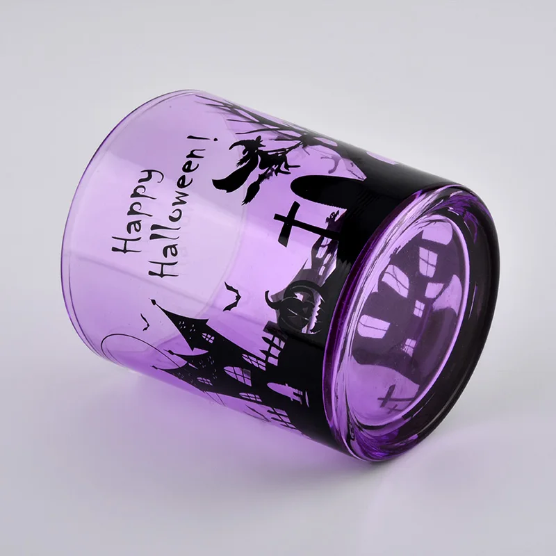 purple glass candle holder