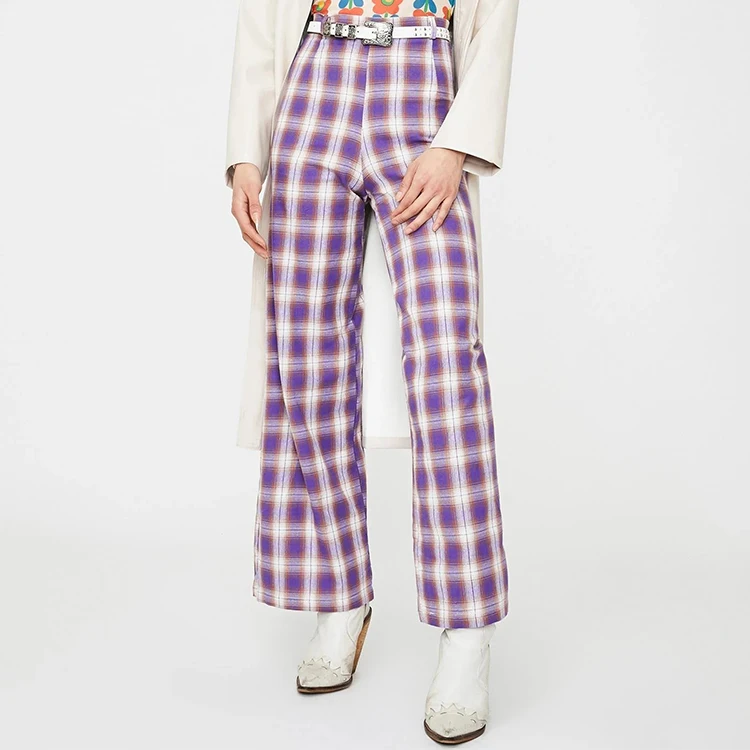 wide leg plaid pants