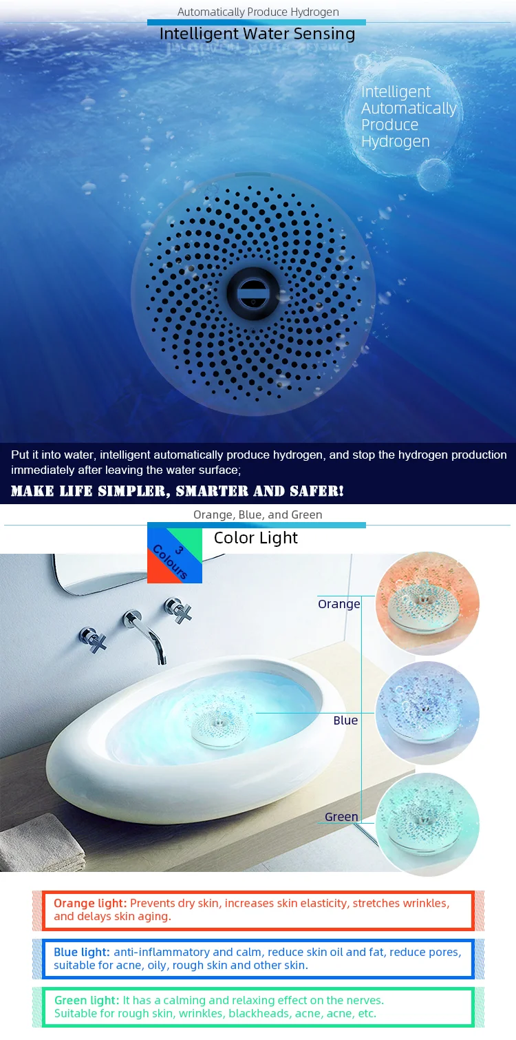 Intelligence 2019 Hydrogen Rich Electrolyzed Water Facial Massage Tool Massager