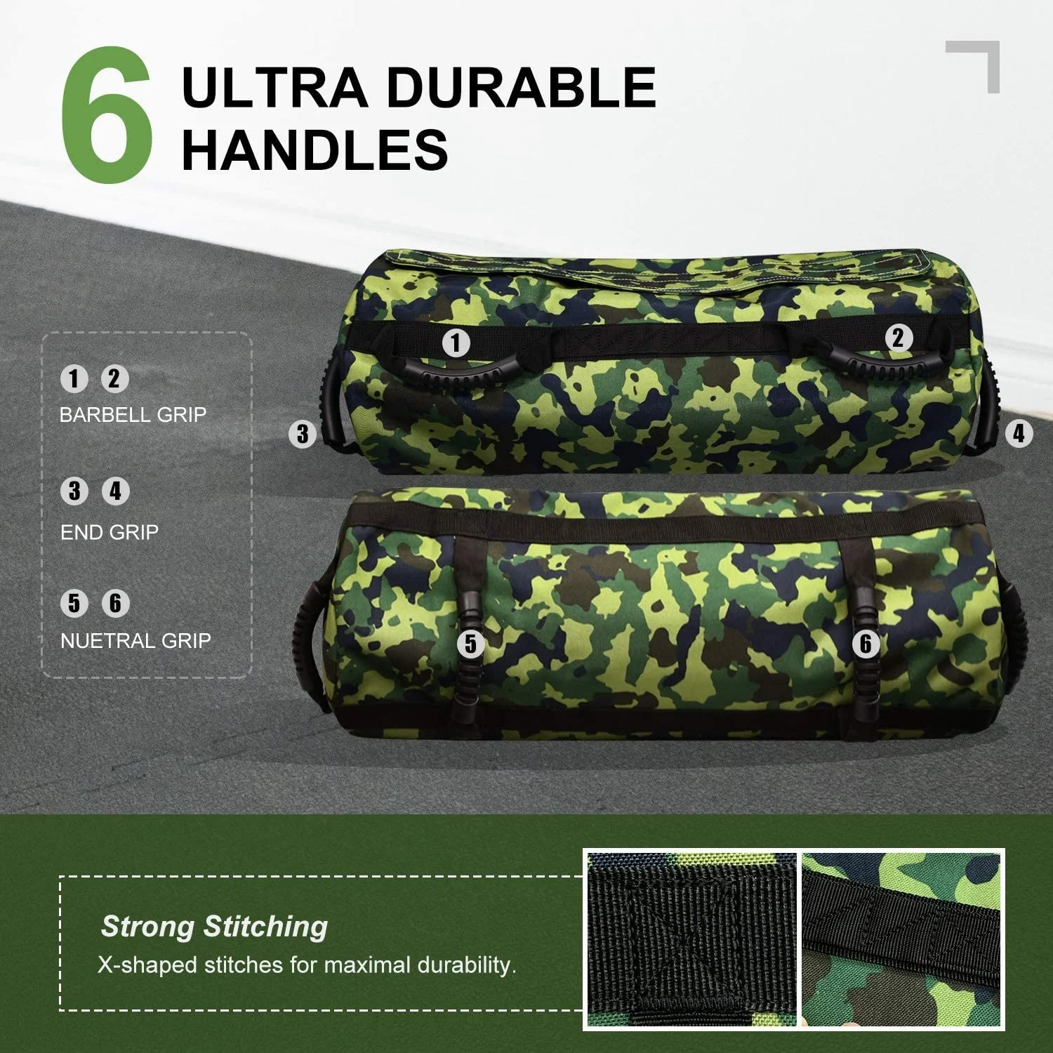 Heavy Duty Camo Workout Fitness Sandbag With Adjustable Filler Bags