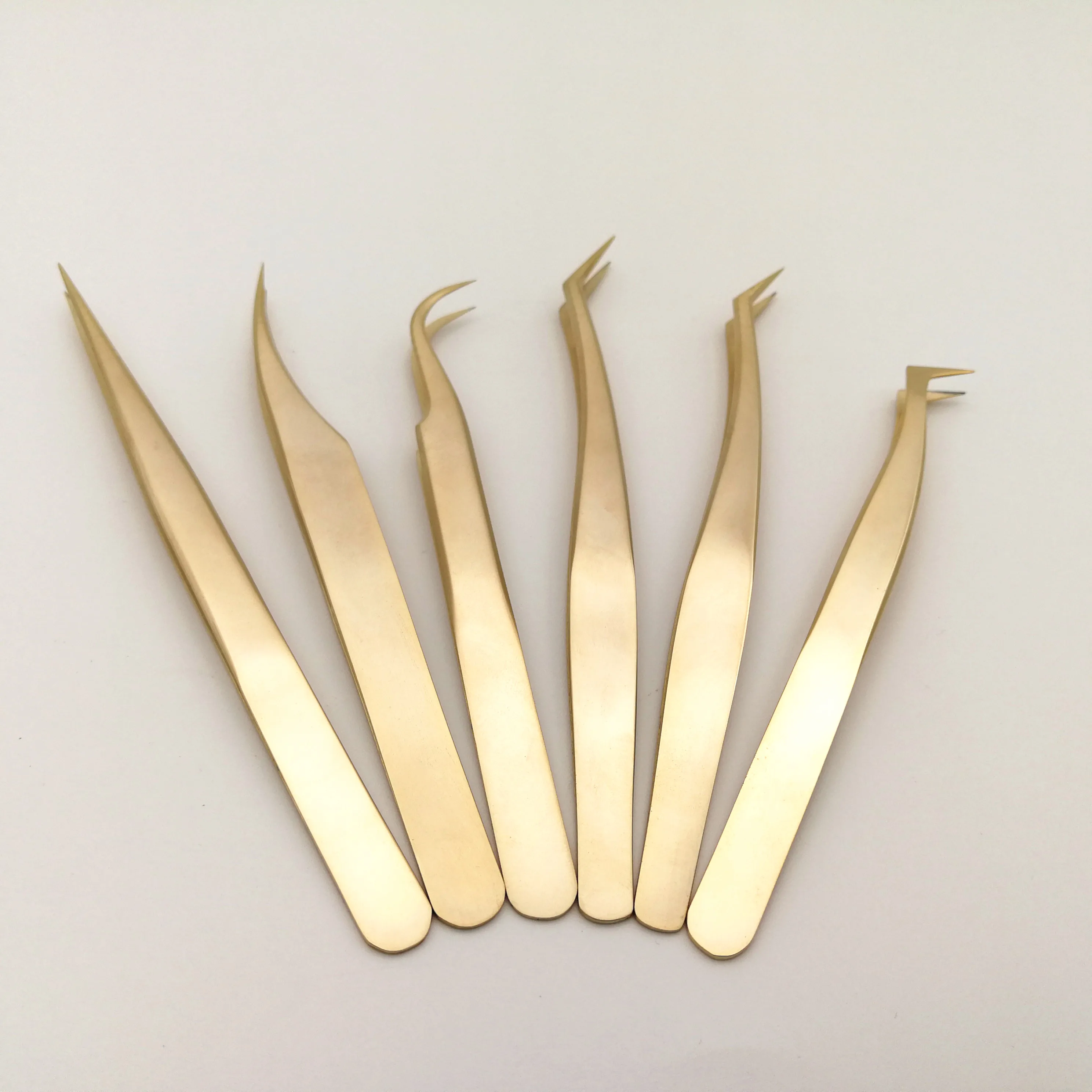 Custom Pearl Gold Eyelash Extension Tweezers With Logo Straight Slant Curved Volume Lash Tweezer 0941