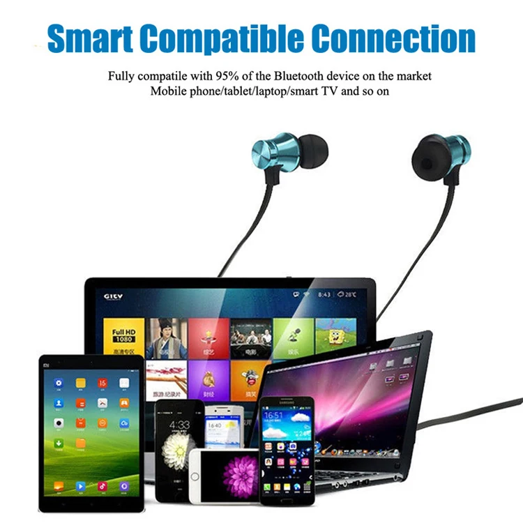 Magnetic 5.0 Earphone Sport Running Wireless Neckband Headset Headphone with Mic Stereo Music For All Smart Phone - ANKUX.COM
