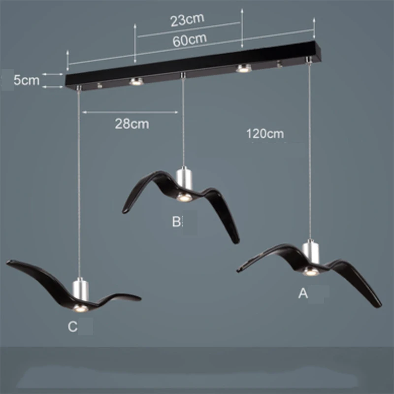 Nordic Resin Seagull Pendant Light Sky Freedom Bird Seagull Silhouette Lamp 