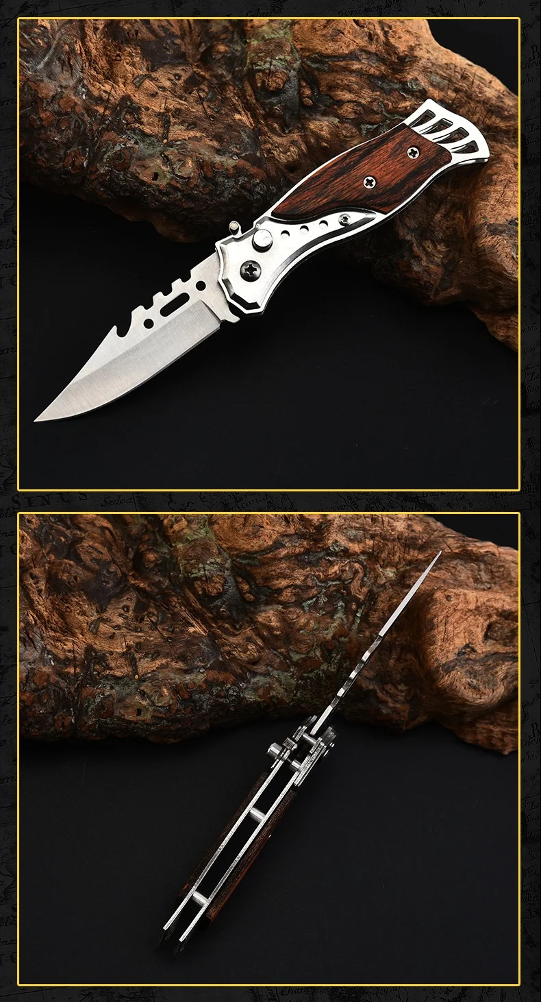 Portable Stainless Steel Mini Fruit Knife High Hardness Folding Wilderness Survival Cutting Blade Outdoor Rubber Grip for DIY