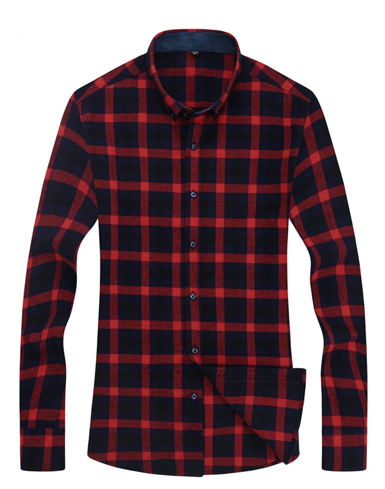 Wholesale Cheap Casual Button Down Collar Plaid Shirt From China