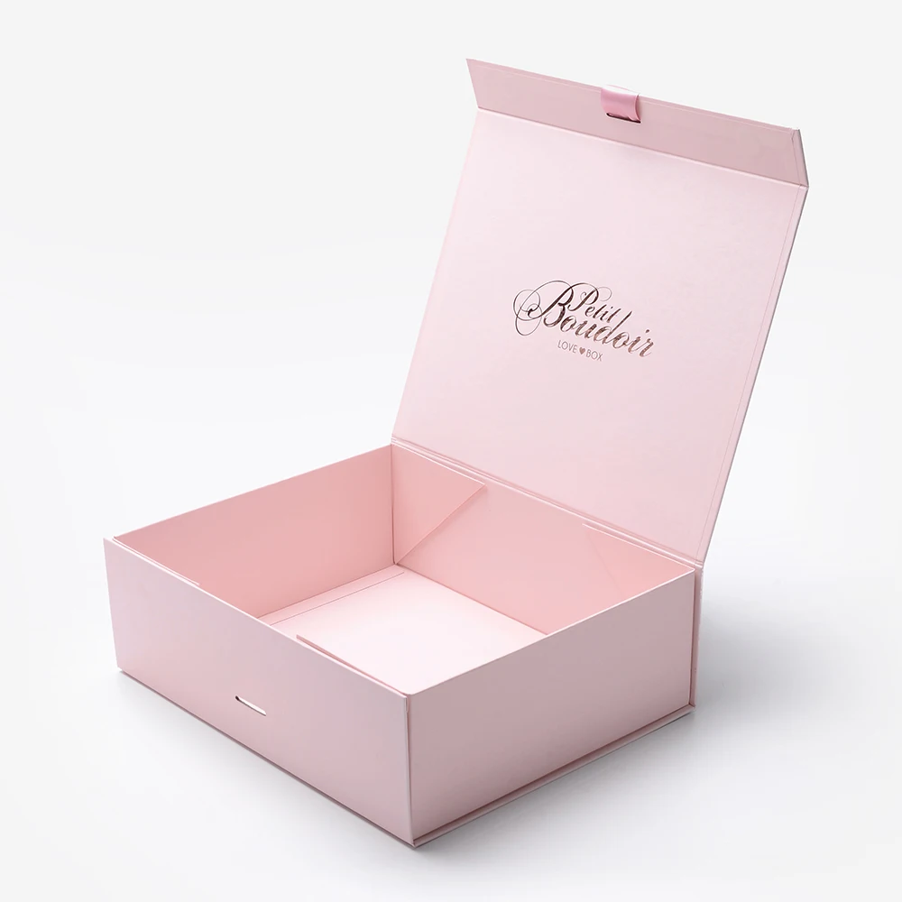 
Custom Cardboard Folding Gift Box With Ribbon Closure 