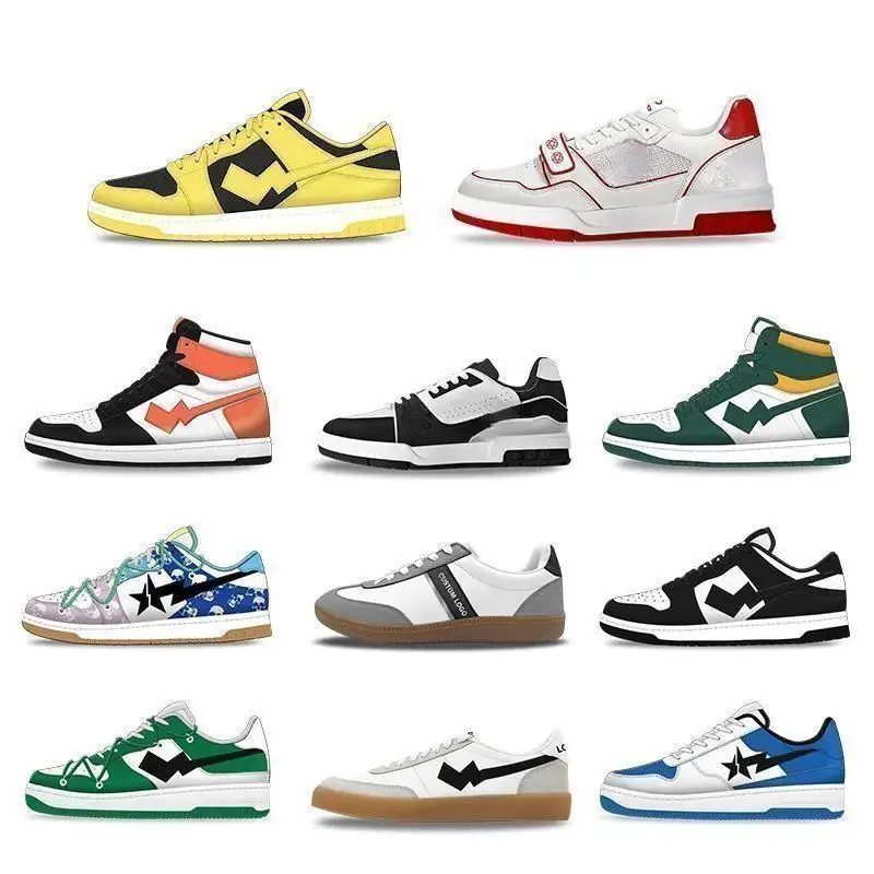 Oem Fashion Casual Shoes Genuine Leather High Top Classic Flat Bottom