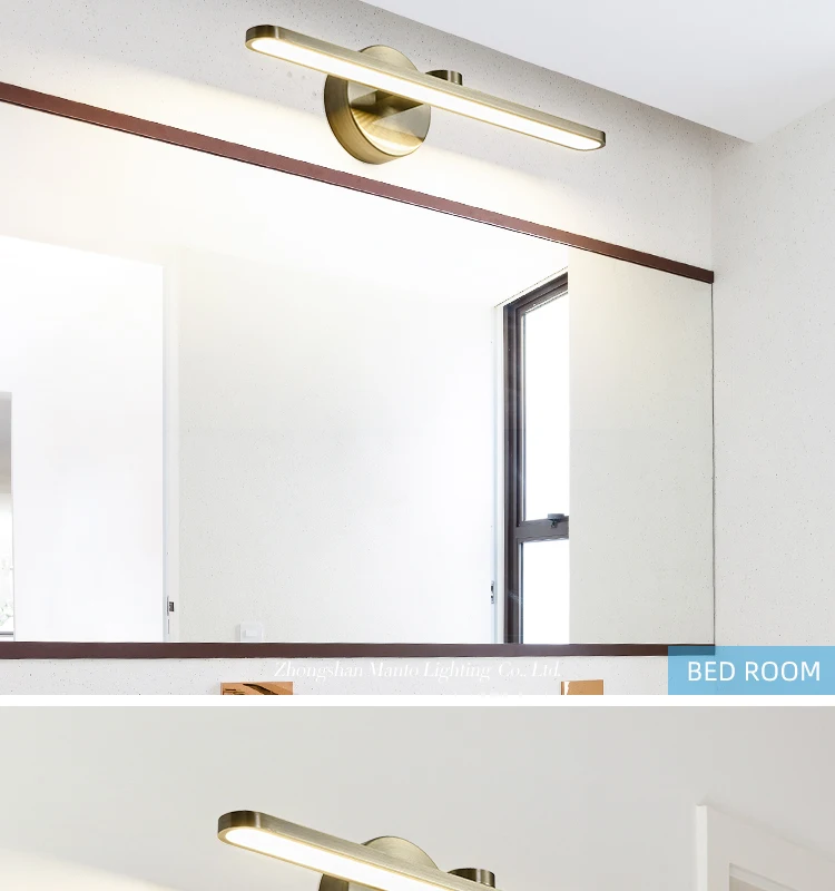 Picture lamp indoor modern wall led lights bronze brushed IP44 waterproof vanity mirror lights make up mirror light