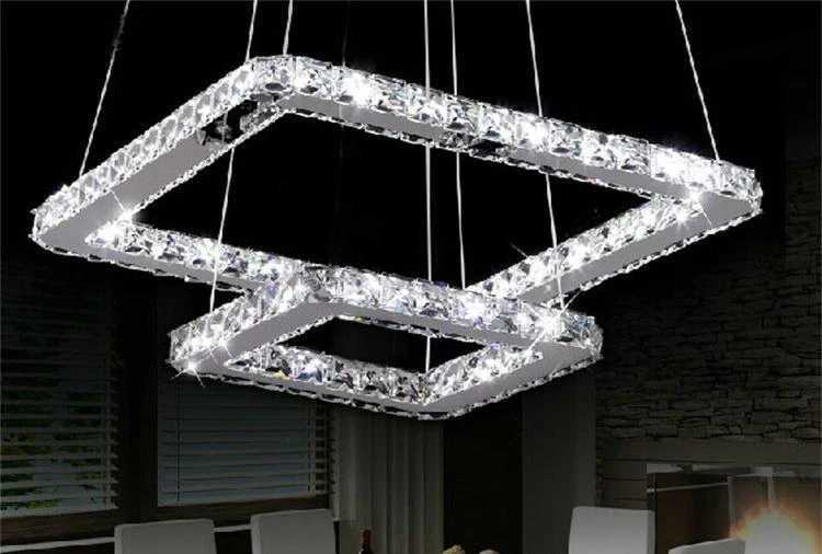Nice clear crystal square chandeliers pendant lights LED modern crystal chandelier lighting