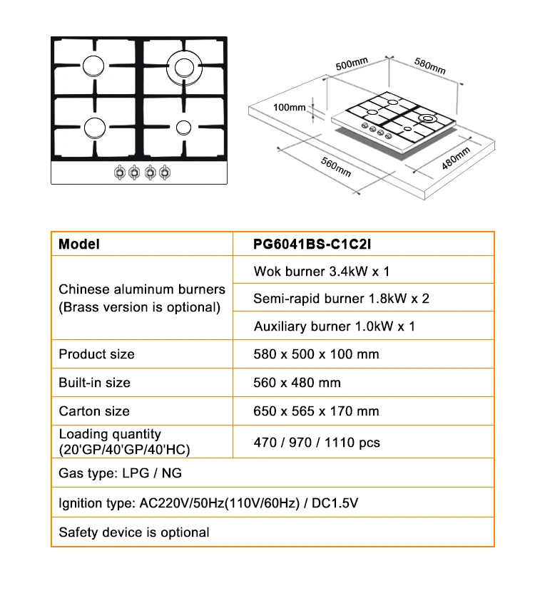 4 Burners Stainless Steel Gas Hob With Safety Device Buy Gas Cooktop