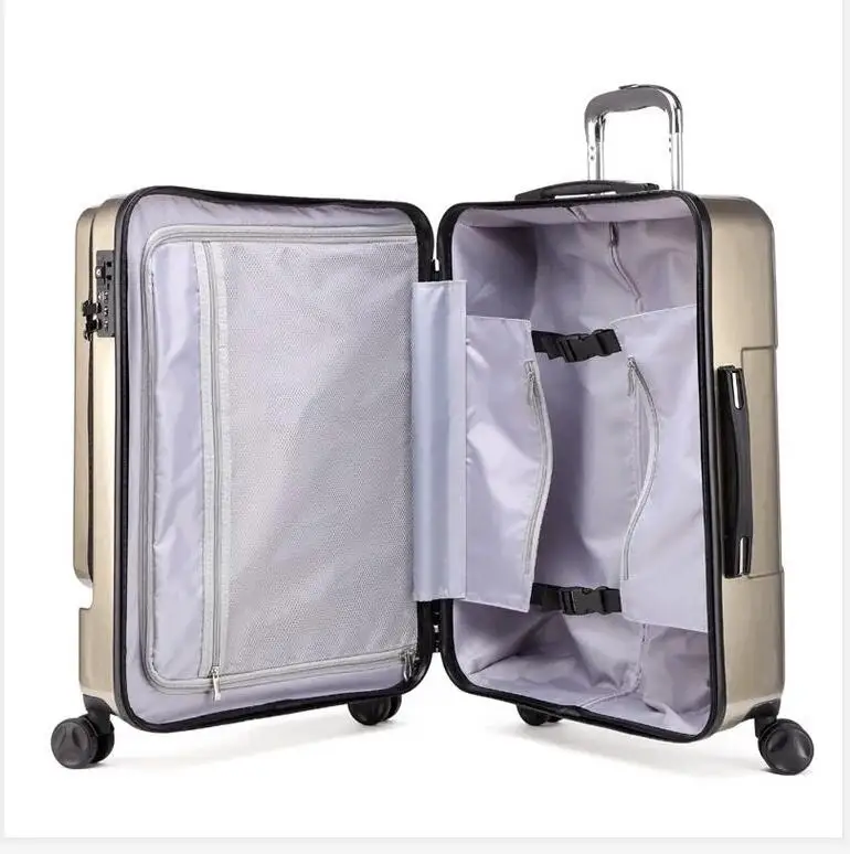 前打开电脑手推车箱万向轮手提箱商务旅行行李手提箱 20"