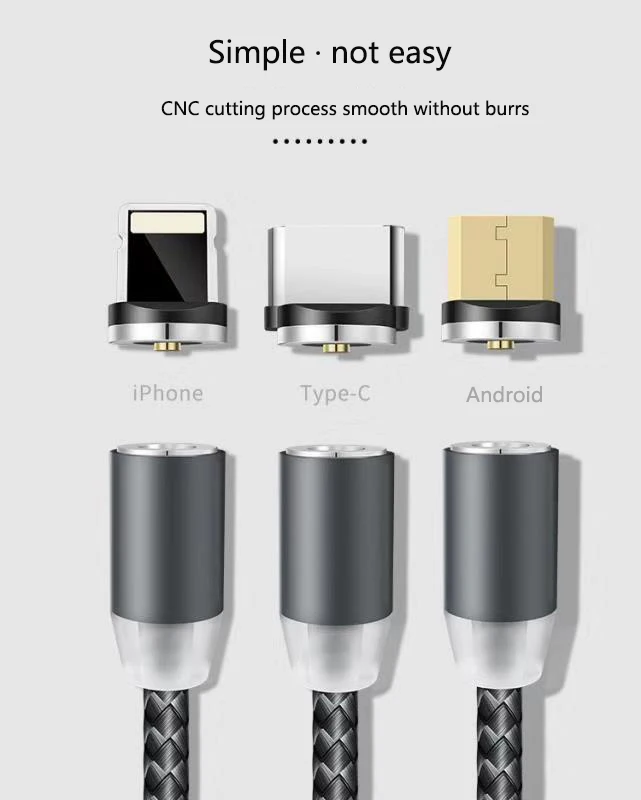 Original Three-In-One Luminescent Cell Phone Colorful Charger Data Cable Type C Cable Charging Usb Spring Line For Iphone - ANKUX.COM