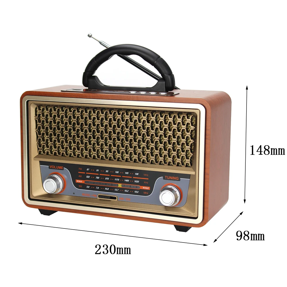 2021 Newest Retro Desktop Radio Vintage Fm Am Sw Multi-band Wooden ...