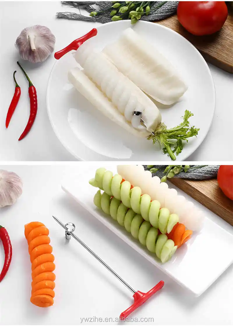 1pc Vegetables Spiral Knife Carving Tool Potato Carrot Cucumber Salad  Chopper Manual Spiral Screw Slicer Cutter