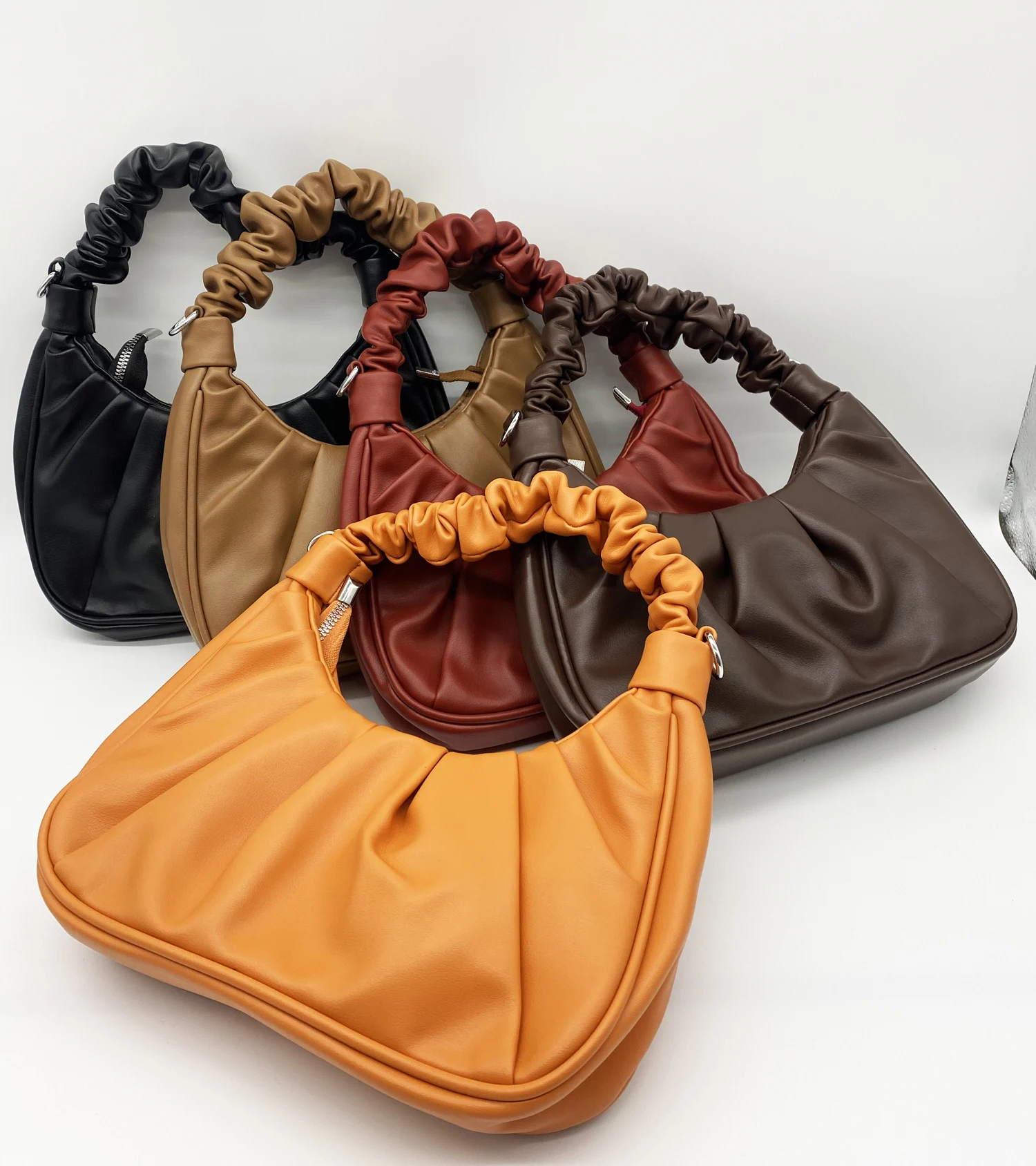 Messenger-Orange Pleated Bag
