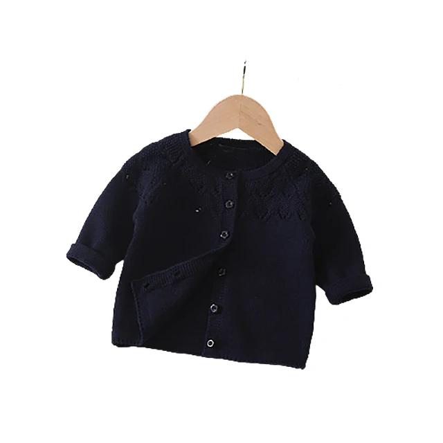 
Autumn & Winter Long Sleeve Crew Neck Female Baby Knitted Open Sweater Shirts Warm Coat Infants Pure Cotton Sweater 