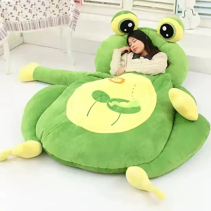 cute adults big bear frog cat sleeping bag mat sofa bed:Plush sleeping bag