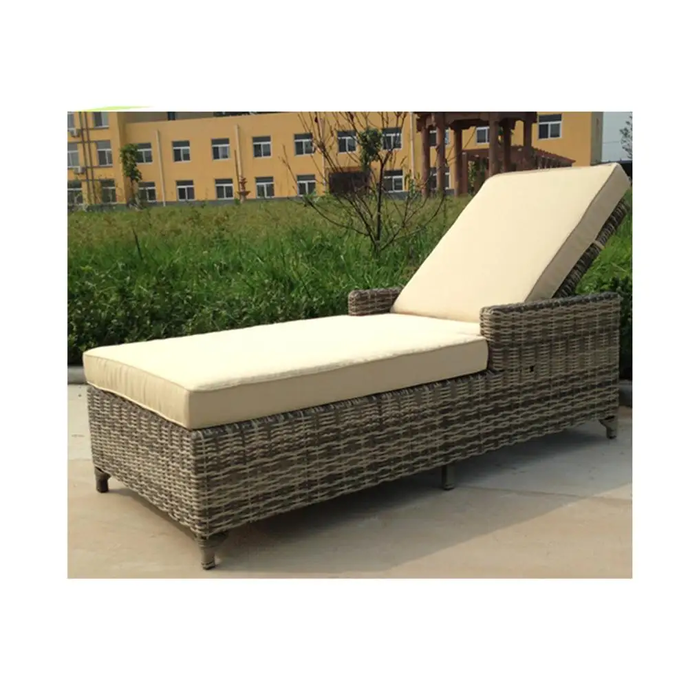 5 Positions Backrest Swimming Pool Beds Poly Rattan Wicker Cabana Sun