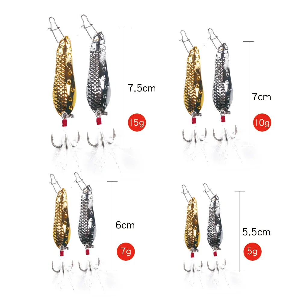 Fishing 5g 7g 10g 15g Bulk Lures Spinner Spoon Metal Stainless Steel Spoon Fishing Lure Bait