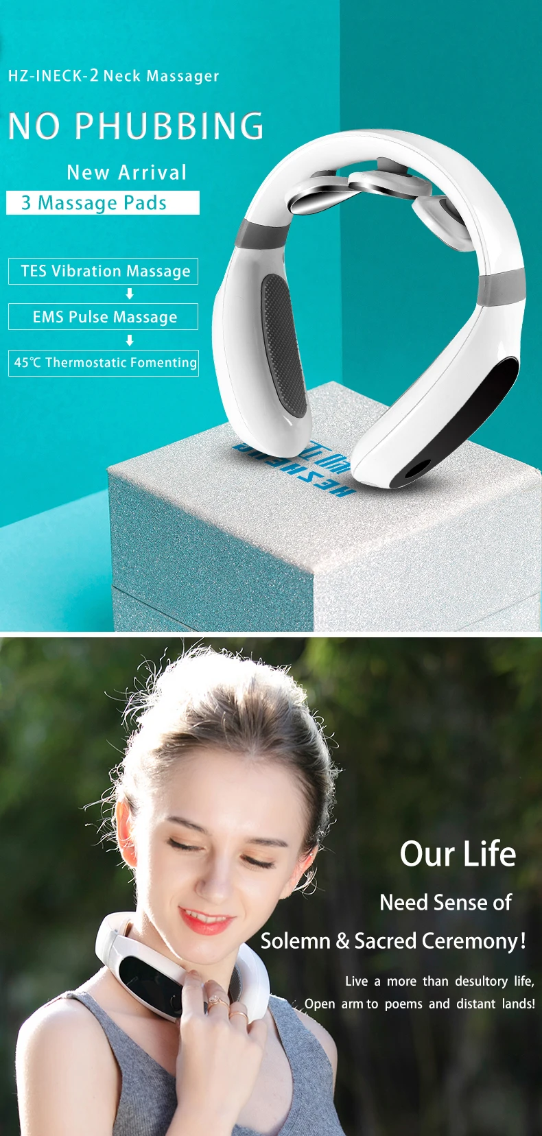 Hezheng Portable Heating Intelligent Electric Neck Massager Smart