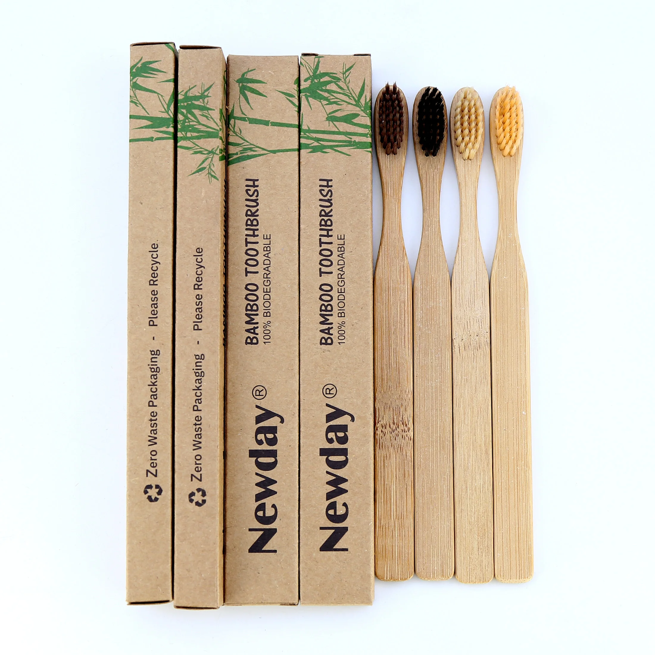 Natural Bamboo Biodegradable Adult Bamboo Toothbrush Soft Charcoal ...