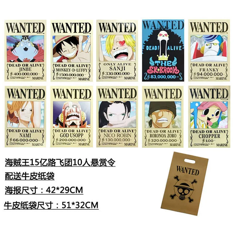 New One Piece Anime Poster Luffy 1 500 000 000 Prize Money Wanted Poster Japanese Anime Paper Poster 10pcs Set Buy One Piece One Piece Poster Anime Poster Product On Alibaba Com