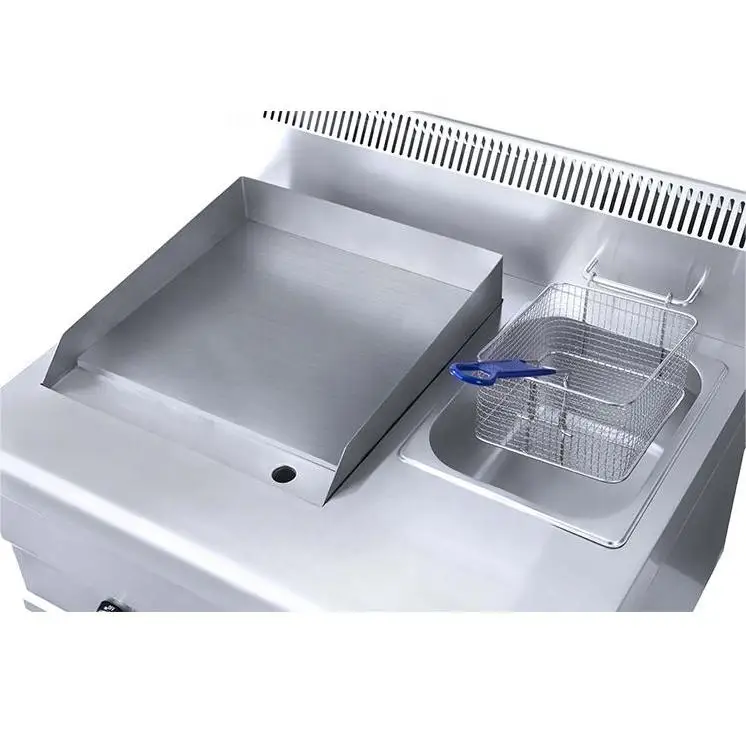 Table Top Stainless Steel Gas Griddle With Deep Fryers Gas Deep Fryer