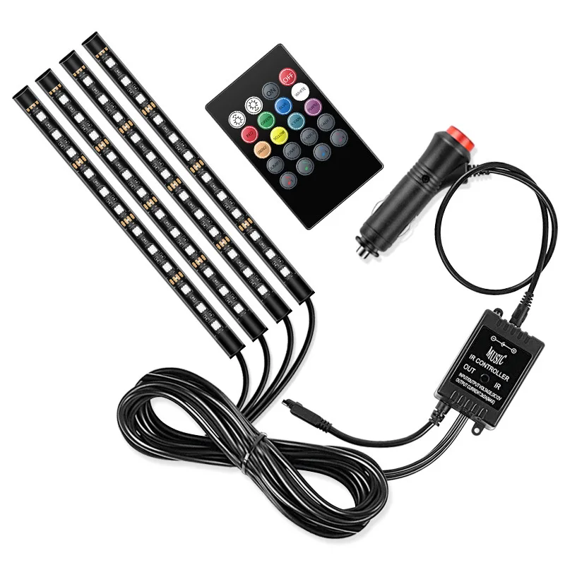 RGB Remote Interior 5050 Decorative LED Strip Atmosphere Car Lights Led for car Music control auto led lighting system