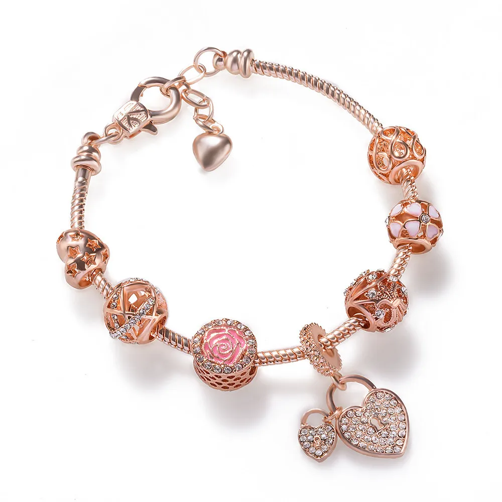 Vriua Best Rts Pretty In Pink European Charm Bracelet Small Girls Kid Children Sizes Available Gifts For Her Women Jewelry - Buy Heart Love Pendant 14k Gold Plated Charming Bracelet Rhinestone Crystal Charm Lucky Clover Bracelets,Charm Pink Color ...