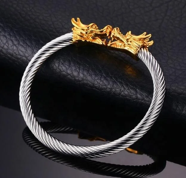 印度金手镯手镯男士设计龙头开放手镯