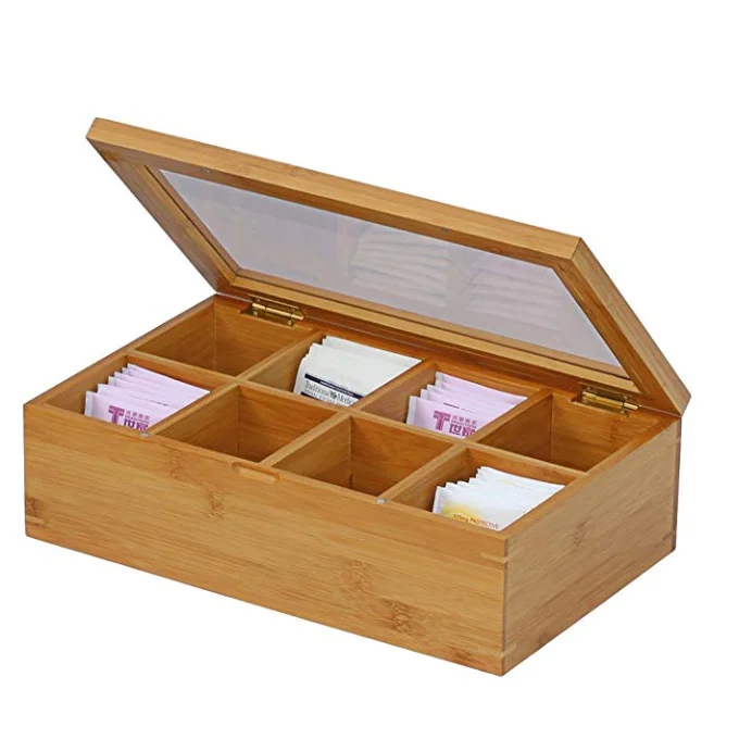 wood tea box with lid
