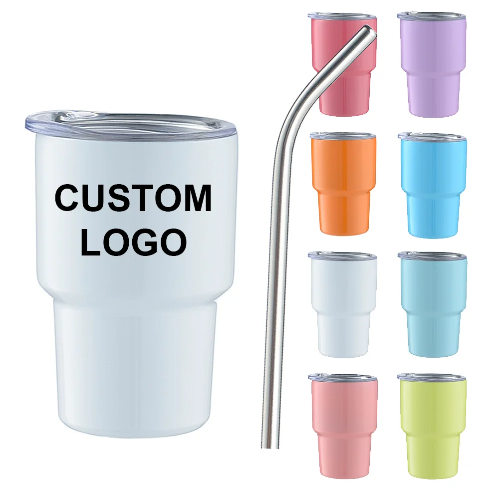 Wholesale 2oz 3 oz mini tumbler custom logo stainless steel vacuum reusable cute tumbler shot glass mug sublimation multicolour