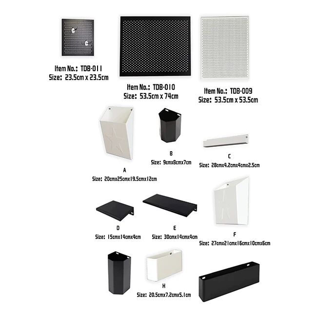 On Sale 1/4 Inch Size Hole Black Hanging Board Wall Mounting Pegboard Garage Tool Storage Peg Board  Metal Holder Pegboard factory