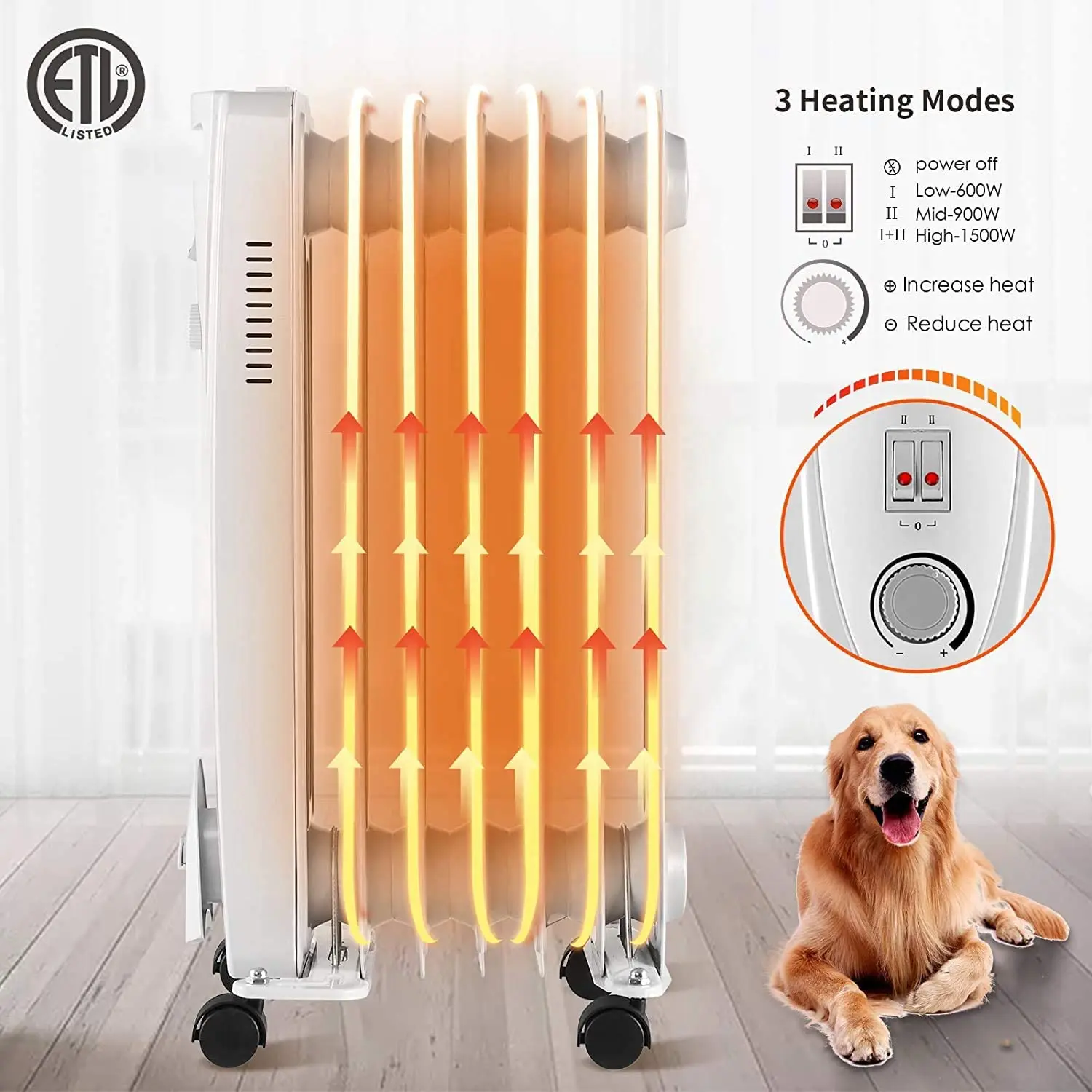 Factory Best Sell Freestanding Oil Filled Portable Electric Radiator