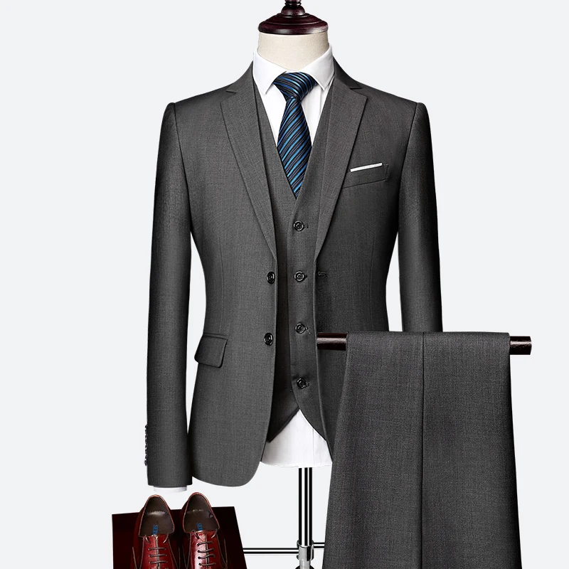 Men's Business Slim Suit Three Piece Fat Plus Plus Plus Size Casual ...