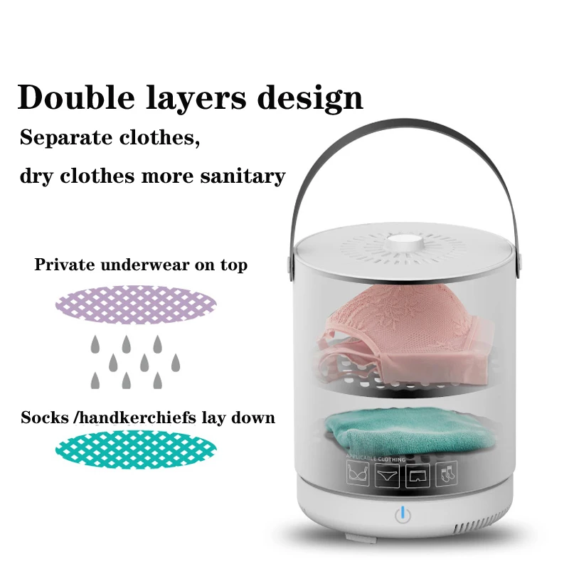 Portable Mini Uv Light Sterilizer Electric Clothes Dryer On Stocks Two Layers Laundry Socket