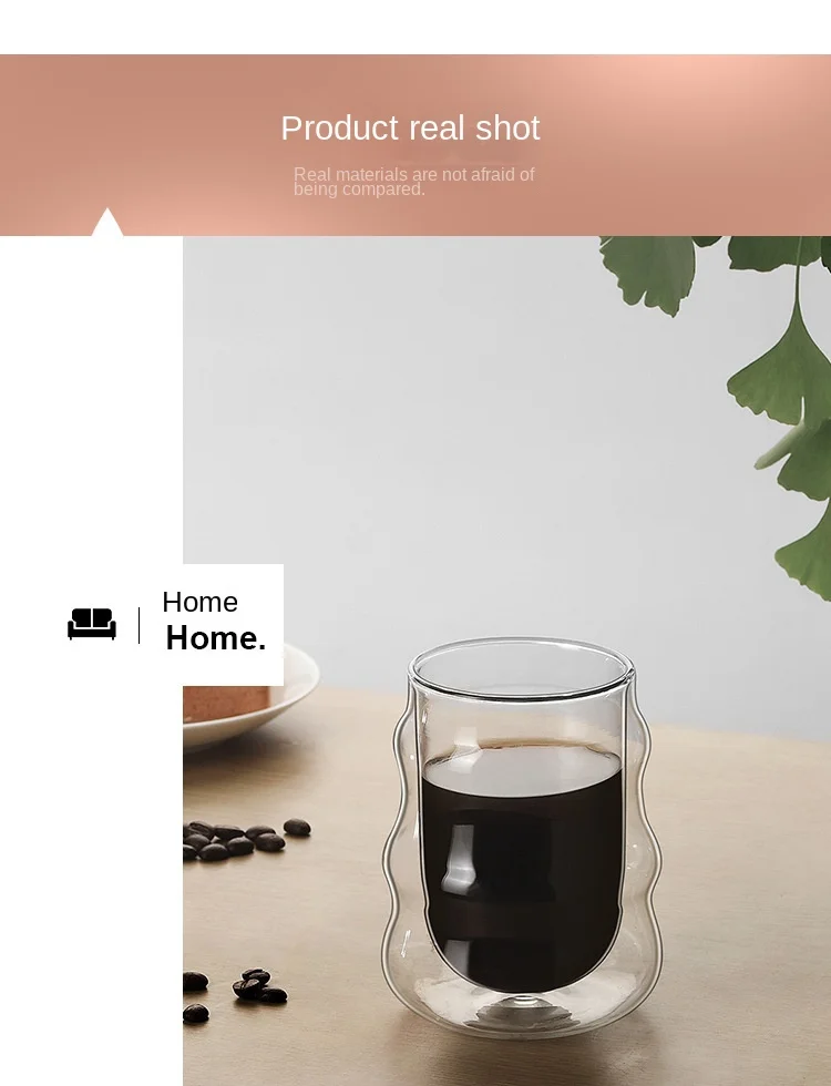 product double layer insulated 200ml 300ml high borosilicate glass coffee  milk cup suit for breakfast tea sets-4