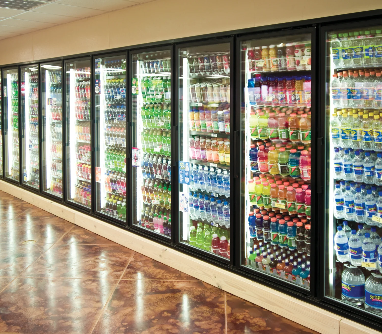 Gas Station Walk In Cooler Display Glass Door/shelving/ Rollers For