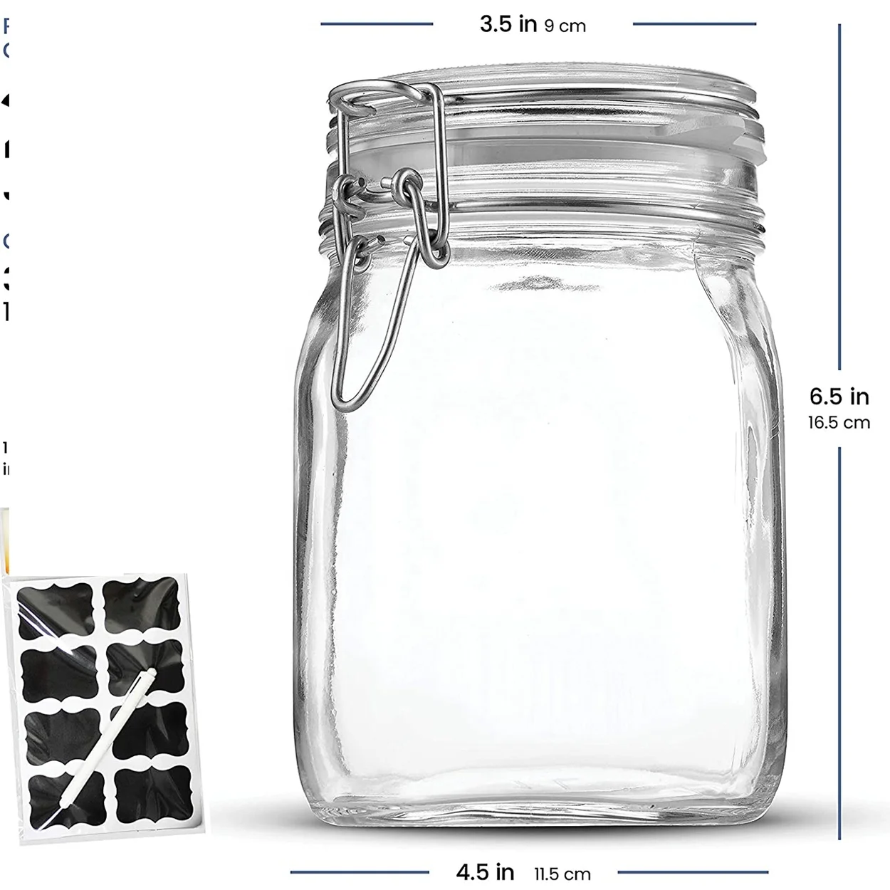 High Quality Custom Airtight Lock Lid Glass Jar Food Bottle Square And