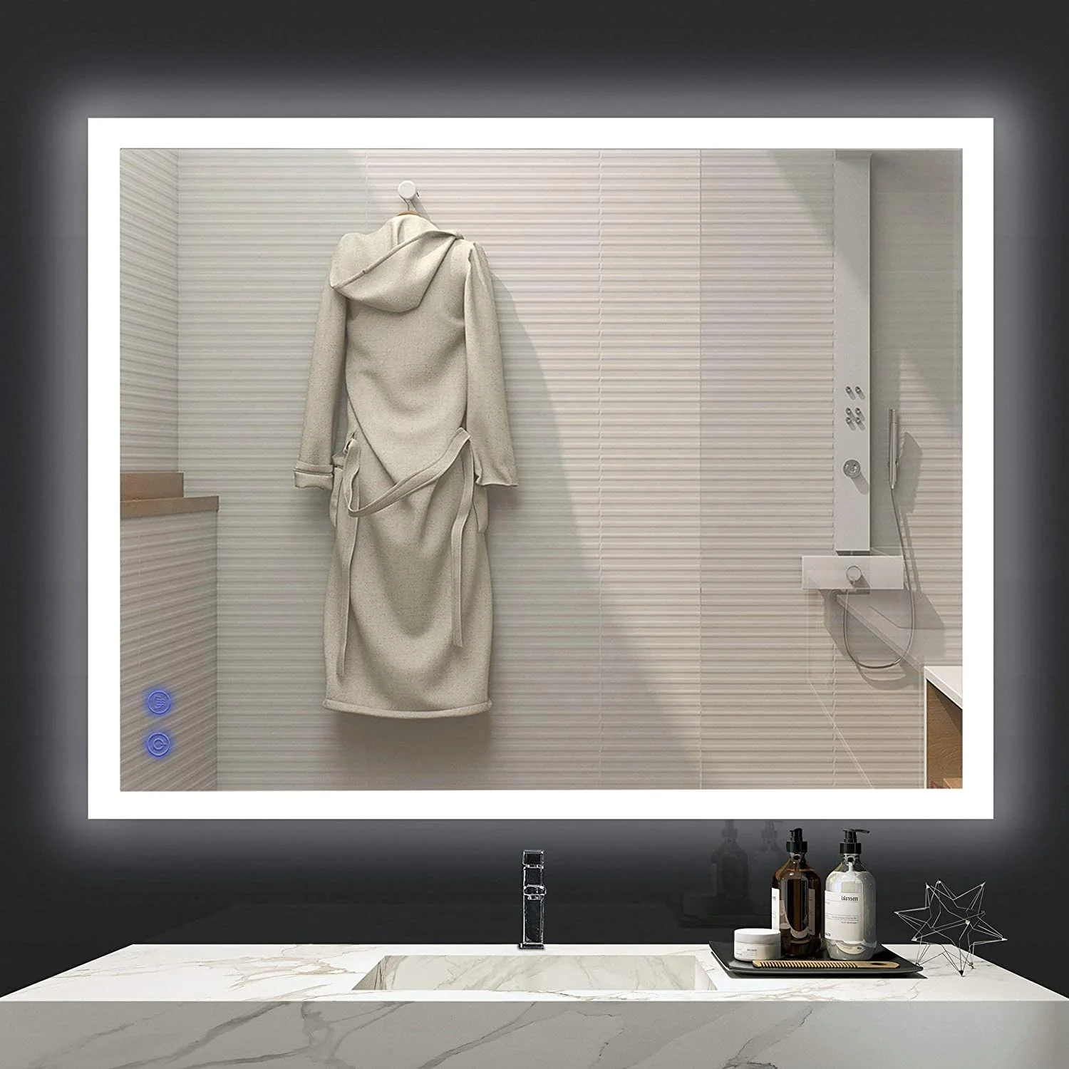 Adjustable Daylights Memory Touch Button Anti-Fog LED Mirror Smart for Bathroom Vanity