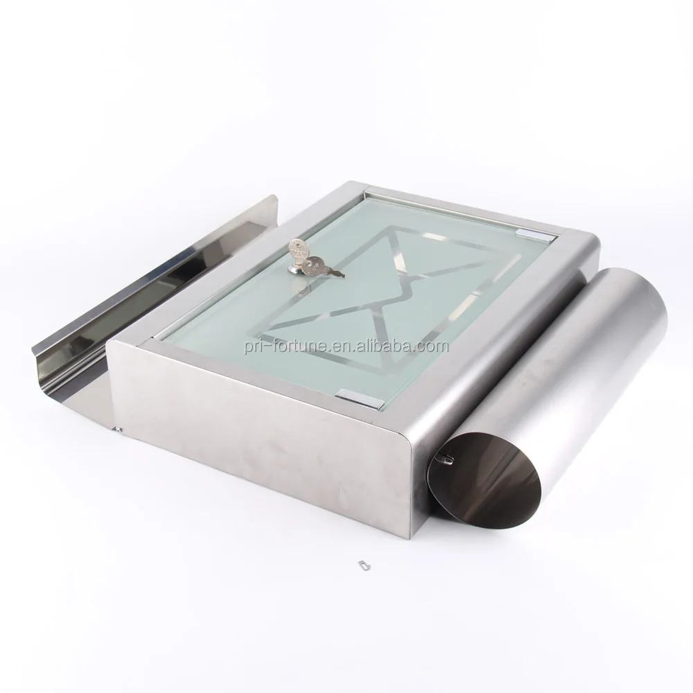 Durable Stainless Steel Mailbox With Newspaper Holder Lockable Key