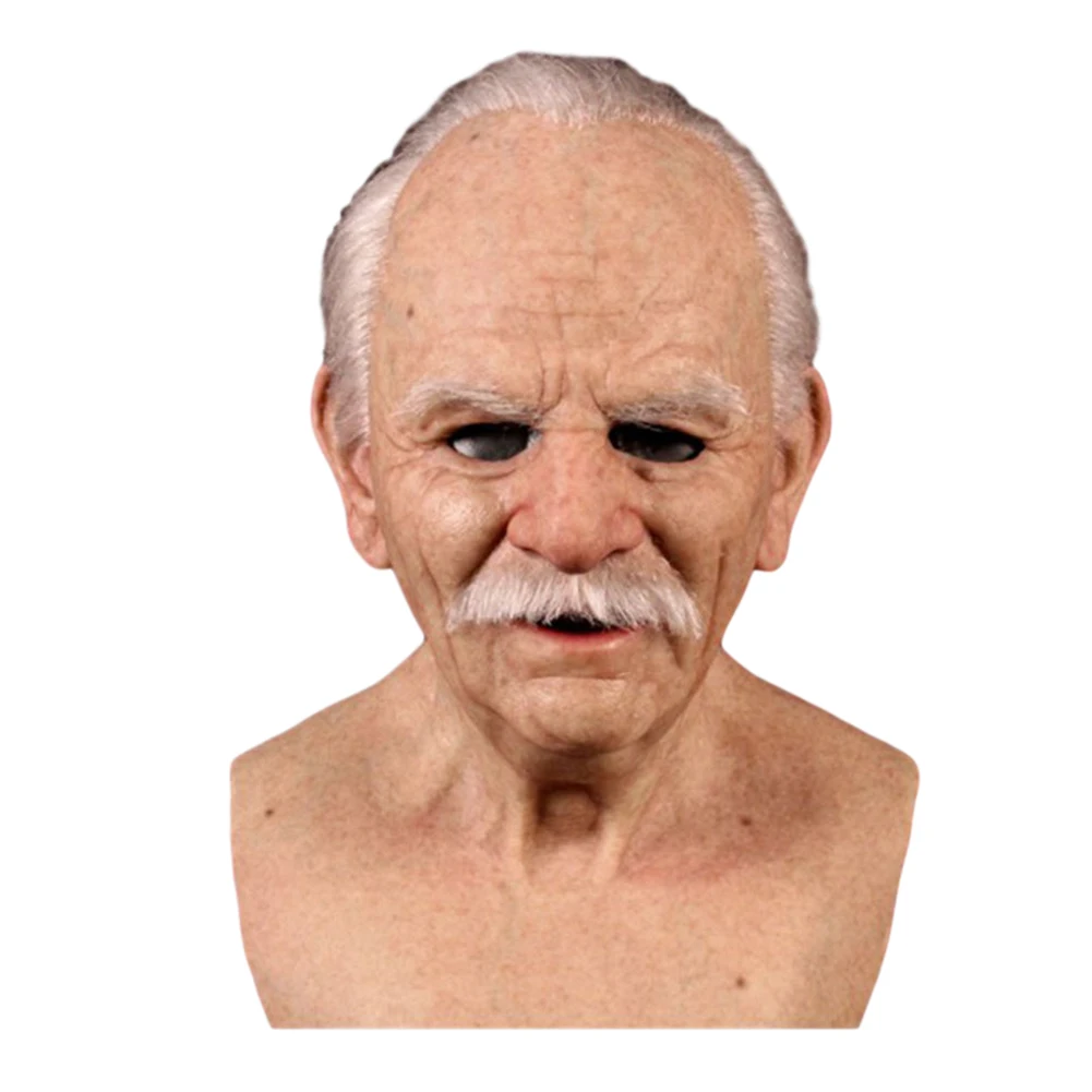halloween old man wrinkle bald man latex mask fo